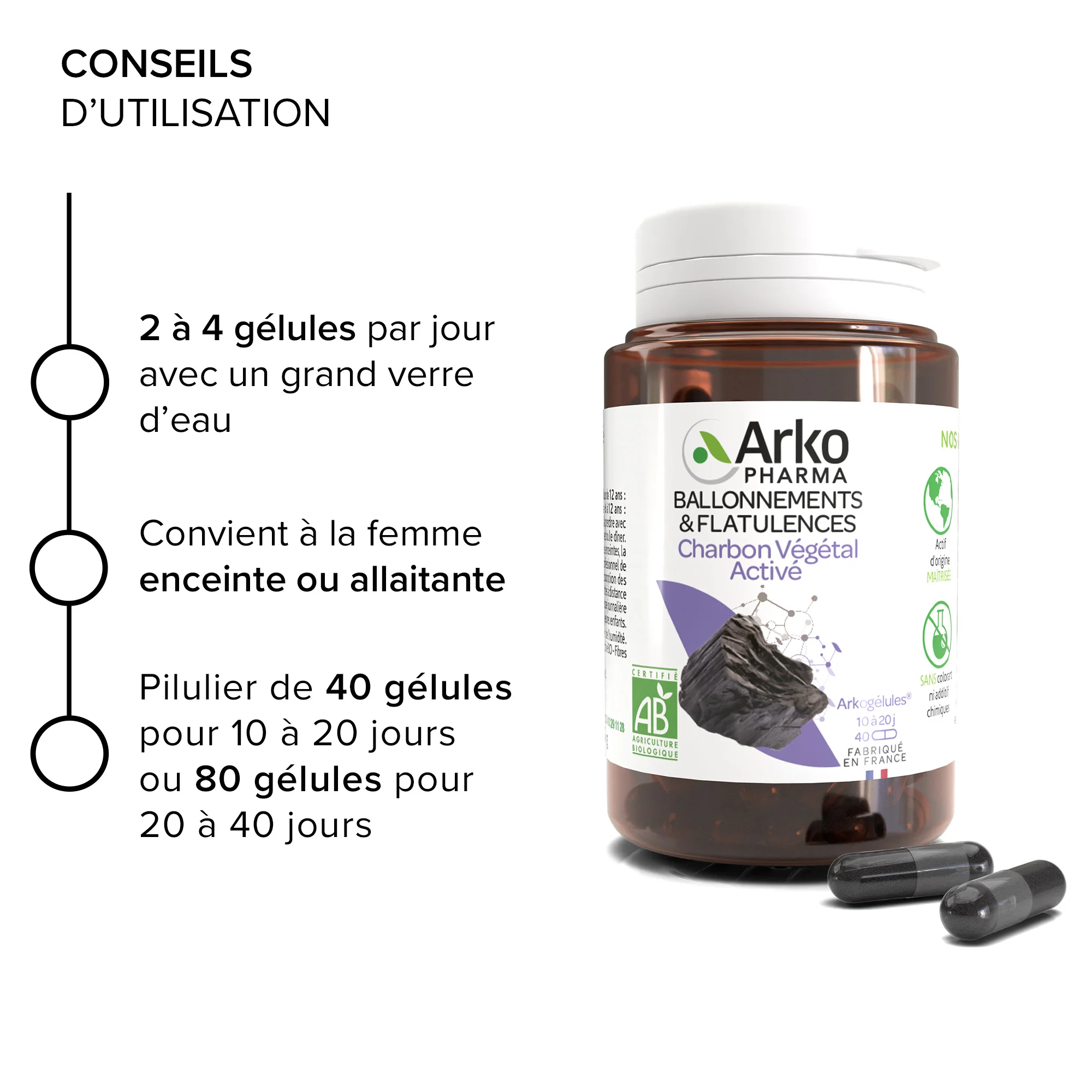 Arkogélules® BIO Charbon Végétal Activé - Image 6